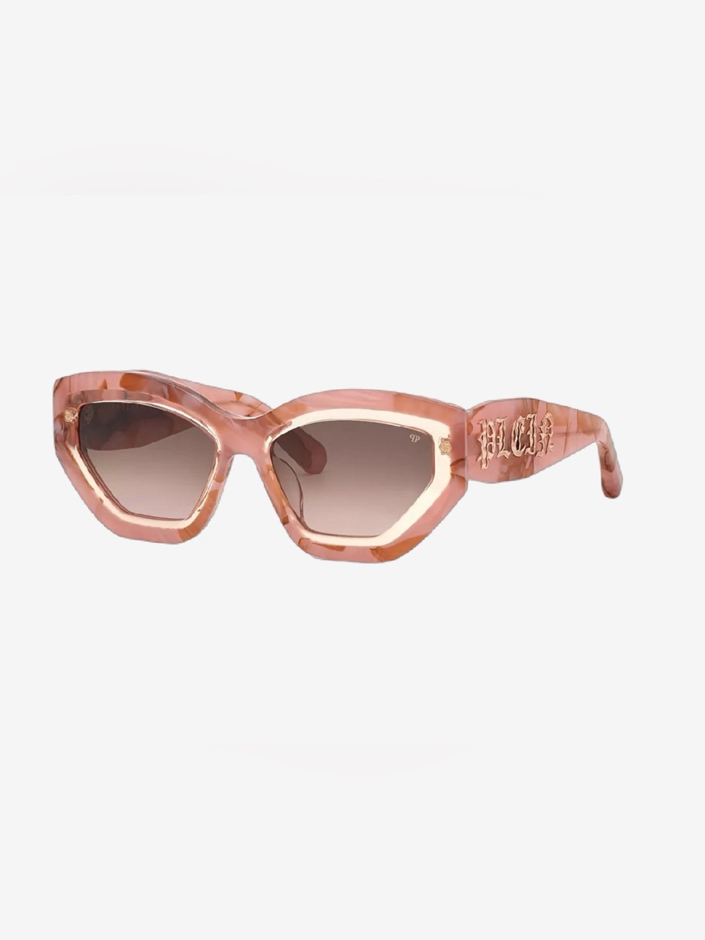 Philipp Plein Supreme Star SPP099M Pink Marble Cat Eye Sunglasses